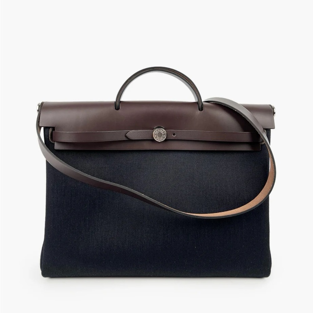 Hermes Black and Brown Satchel